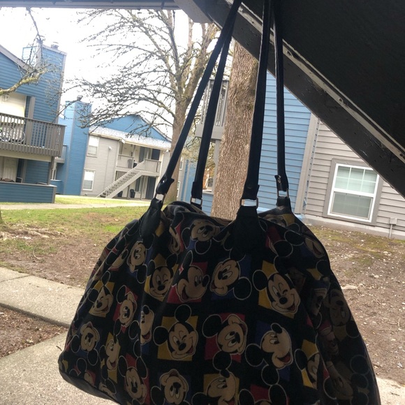 Vintage Mickey Unlimited Mouse Disney By Glentex Sholder Bag Black ,Tan & Red - Picture 11 of 16